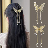 Metal Butterfly Hairpin with Tassel Pendant - Elegant Hair Accessory for Women (12 Piece Packet)